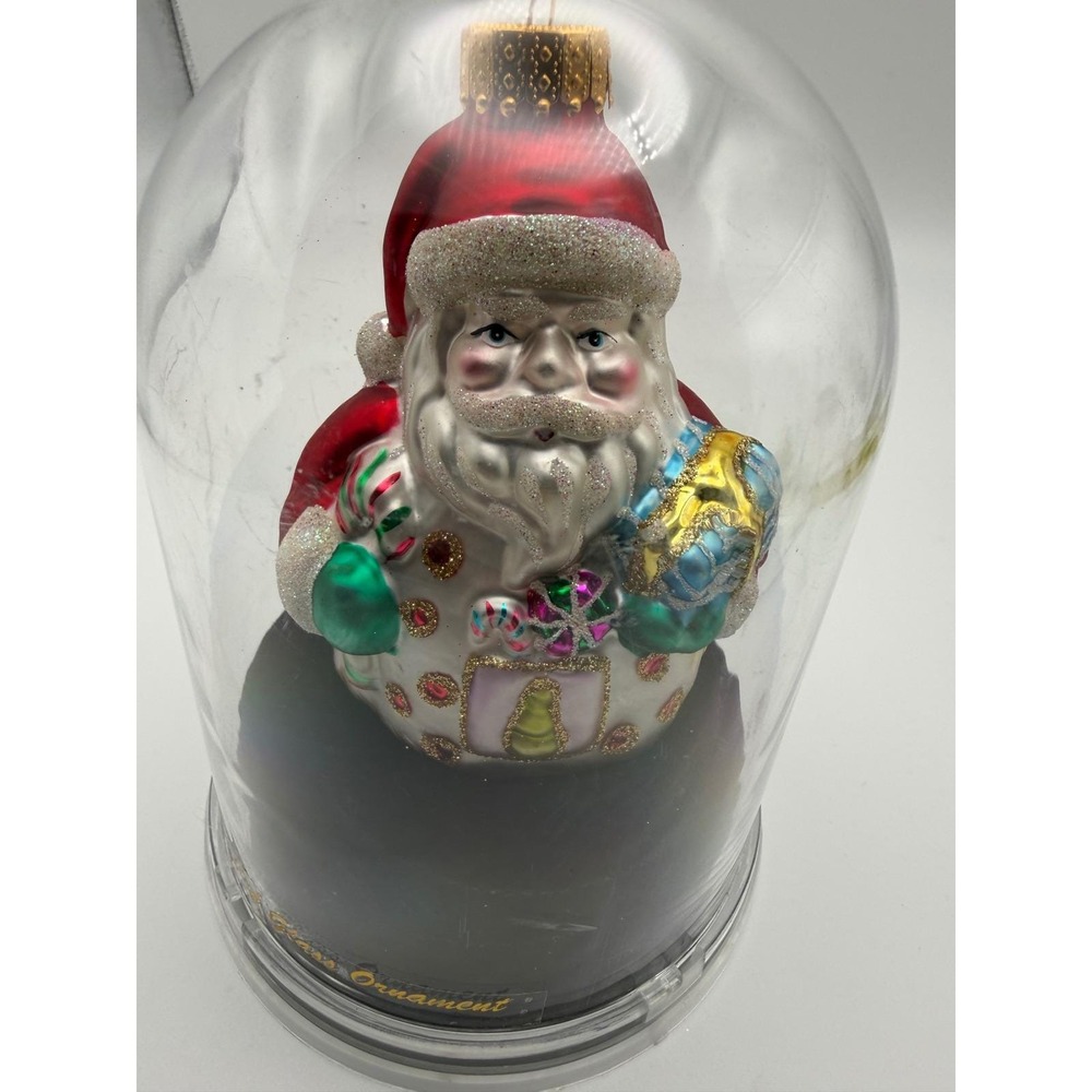 Vintage Designers Studio Hand Crafted Glass Santa Claus Ornament #22600C  Dome.